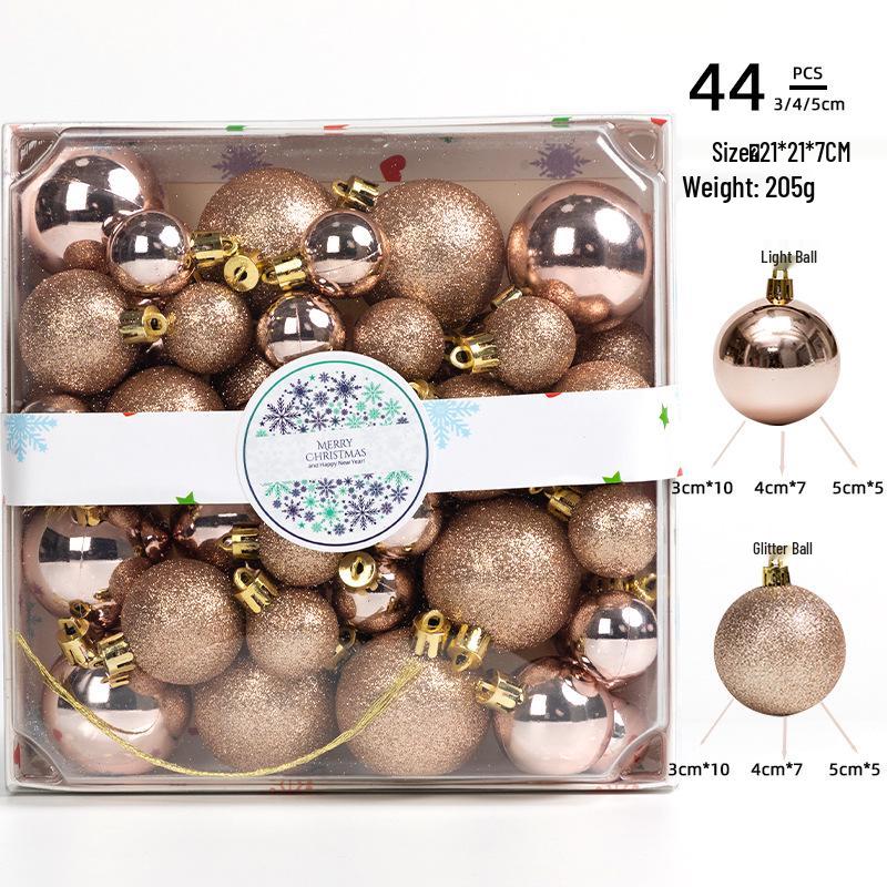 Christmas Tree Ornament Set: 44 Glittery Balls (3/4/5cm) In Colorful Square Box