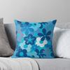 Beautiful Cool Blues Flower Power Seamless Pattern Print Throw Cushions & Pillows Without Core