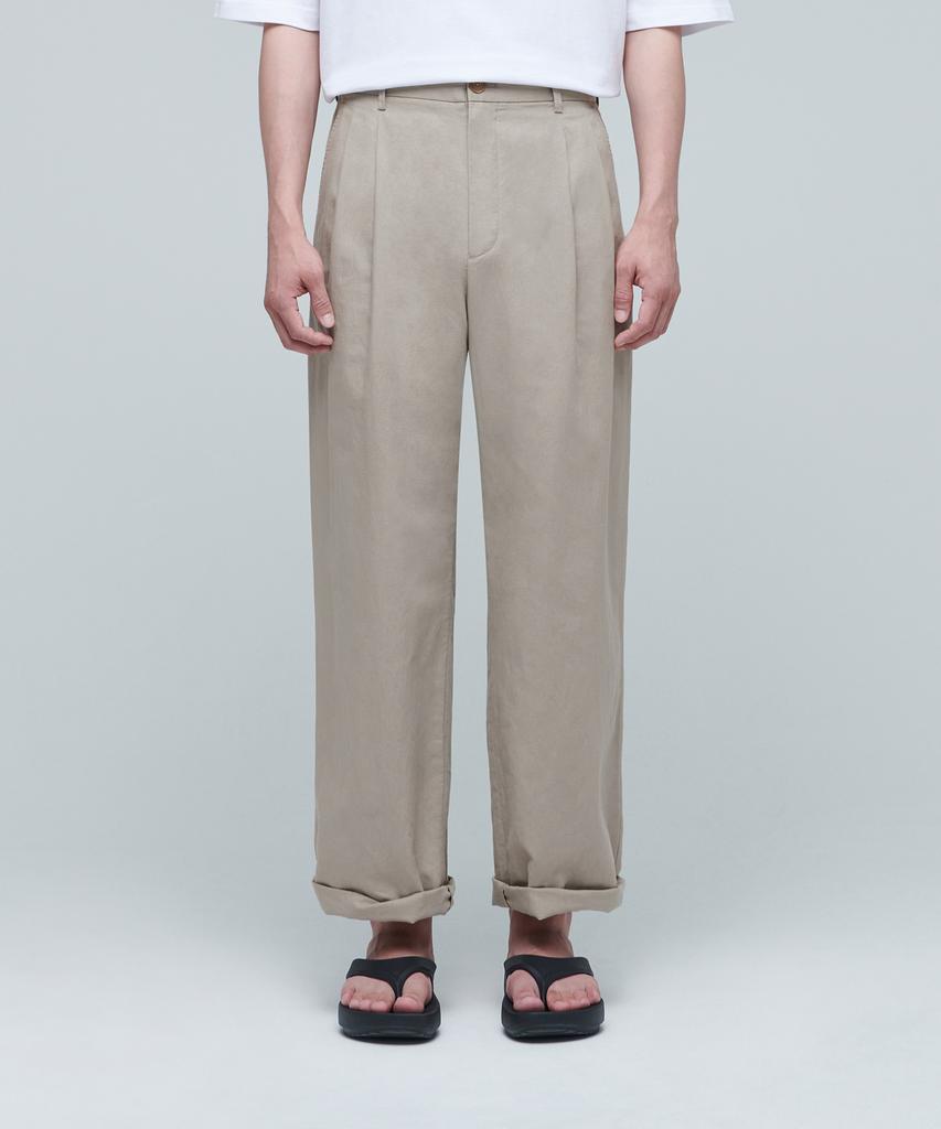 Musinsa Standard Cotton Linen Two-Tuck Wide Pants [Beige]