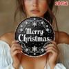 Vintage Black White Metal Merry Christmas Wall Art Round Aluminum Snowflake Star Decor Gift