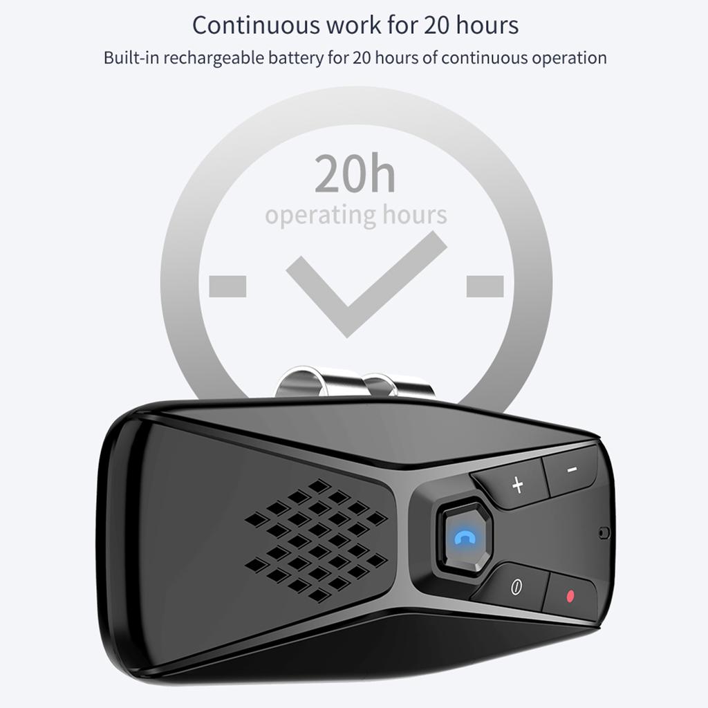 In Car Sun Visor Mounted Speakerphone with Back Clip BT Hands free Car Kit with Microphone Speaker Clip on Car Audio