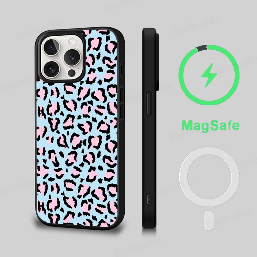 Leopard Cheetah Print Phone Case Magnetic Case For IPhone 16 14 13 12 11 15 Pro Max Plus For Magsafe Wireless Charge Cover