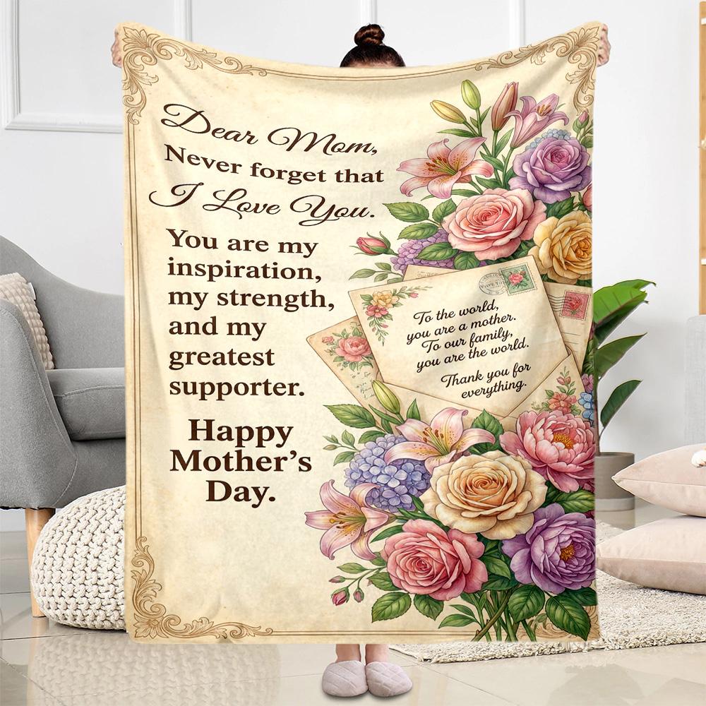 Mother's Day Greeting Blanket Suitable for sofas,travel, living rooms also a good gift for friends and family Suitable for all seasons.