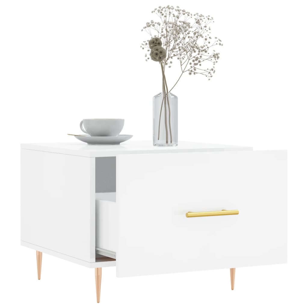 Coffee Tables 2 pcs High Gloss White 50x50x40 cm Particleboard
