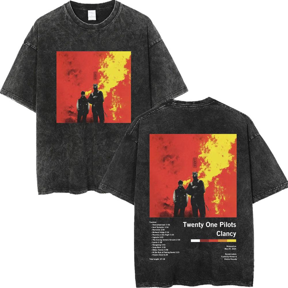Twenty One Pilots Dámské Pánské Prané Oversized Tričko Streetwear Harajuku Bavlněné Tričko Kapela Ženské Pánské Letní Krátký Rukáv Trička