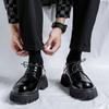 Fashion Casual Leather Shoes Man Men High Sole Platform Japan Harajuku Korean Streetwear Fashion Glossy Business Wedding Leather Shoes