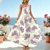 Women's Floral Sleeveless Flowy Maxi Dress | Fresh Elegant Beach Vacation Outfits,Summer Versatile Casual Daily Wear