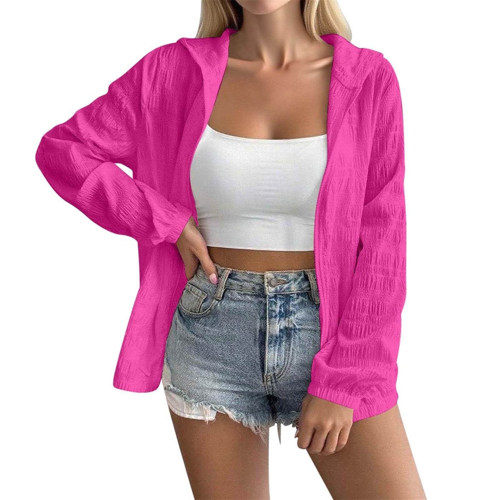 

Женская однотонная тонкая куртка с капюшоном и длинными рукавами на молнии L