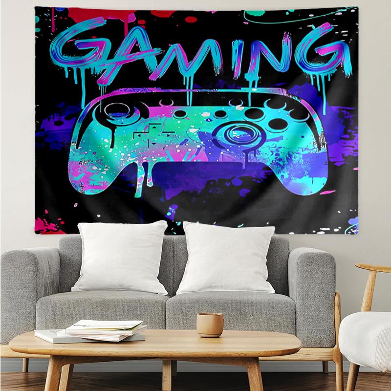 Game-Controller Print Tapestry, Backdrop, Easy Setup, Ideal for Bedroom, Office & Living Room, with Aesthetic Wall Hanging Decor.