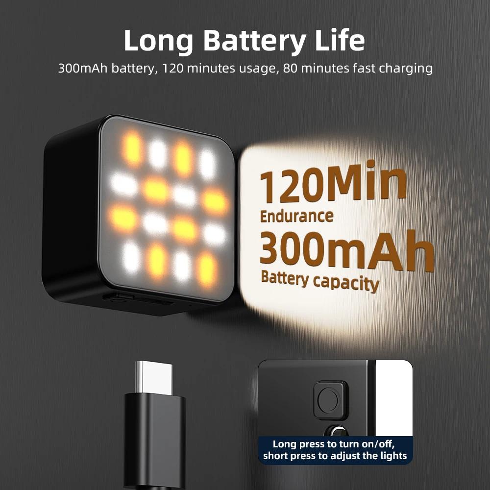 Flymile Pocket 3 Magnetic Fill Light for DJI Osmo Pocket 3 Mini Led Video Light Live Vlogging 300mAh Rechargeable