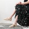 Women's Closed-Toe Hollow Sandals Summer Flat Non-Slip Beach Jelly Shoes Breathable Roman Sandals