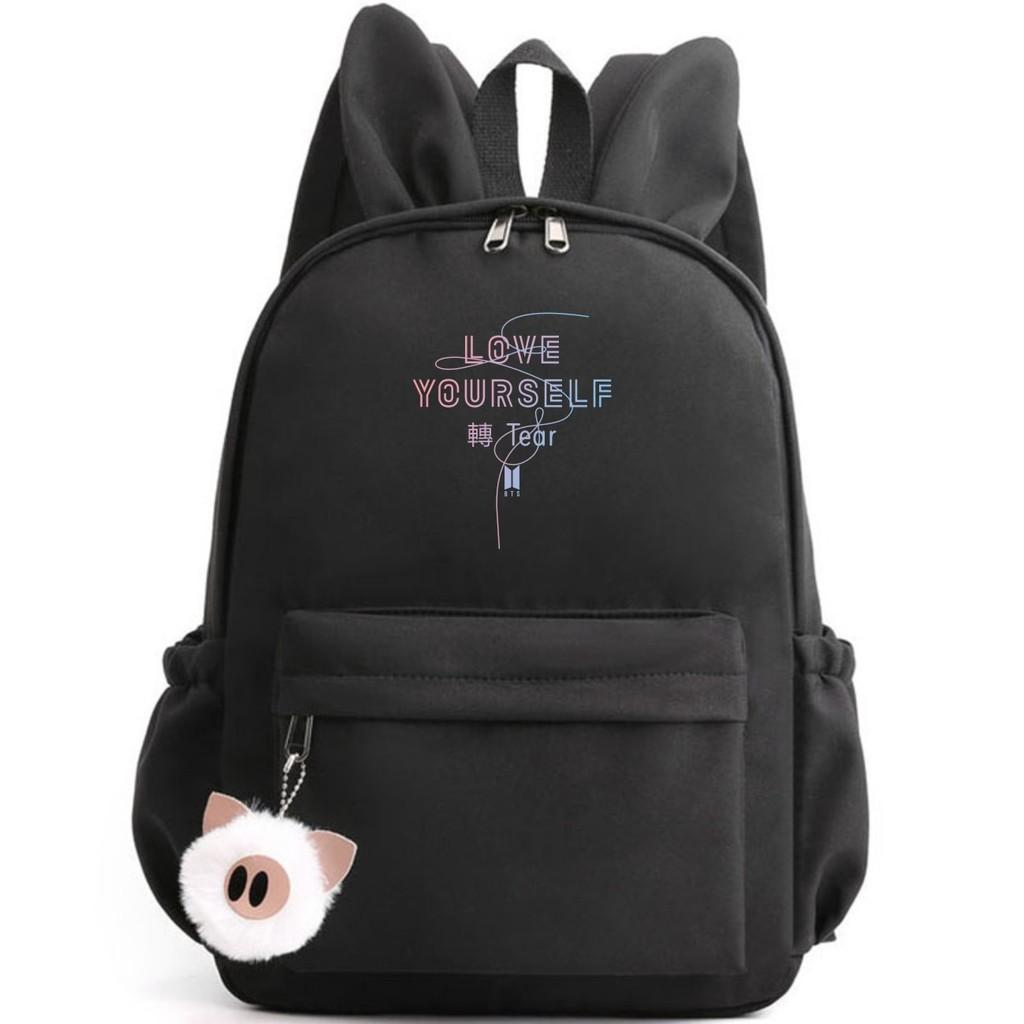 Bunny Kpop Bts Rabbit Ears Backpack Girls School Bags V With Piggy Pendant Plush