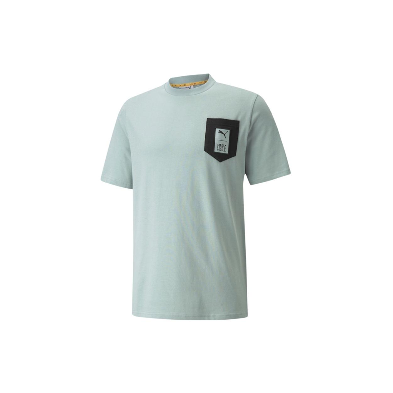 PUMA x FIRST MILE Crossover Pocket Small Label Solid Color Sports Short Sleeve Green Men s 532337-79 S