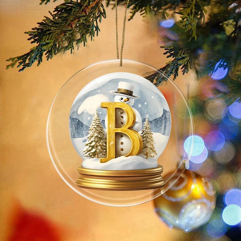 Buchstabe Gelber Ball Acryl Autoornament Weihnachtsbaumanhänger Heimdekoration