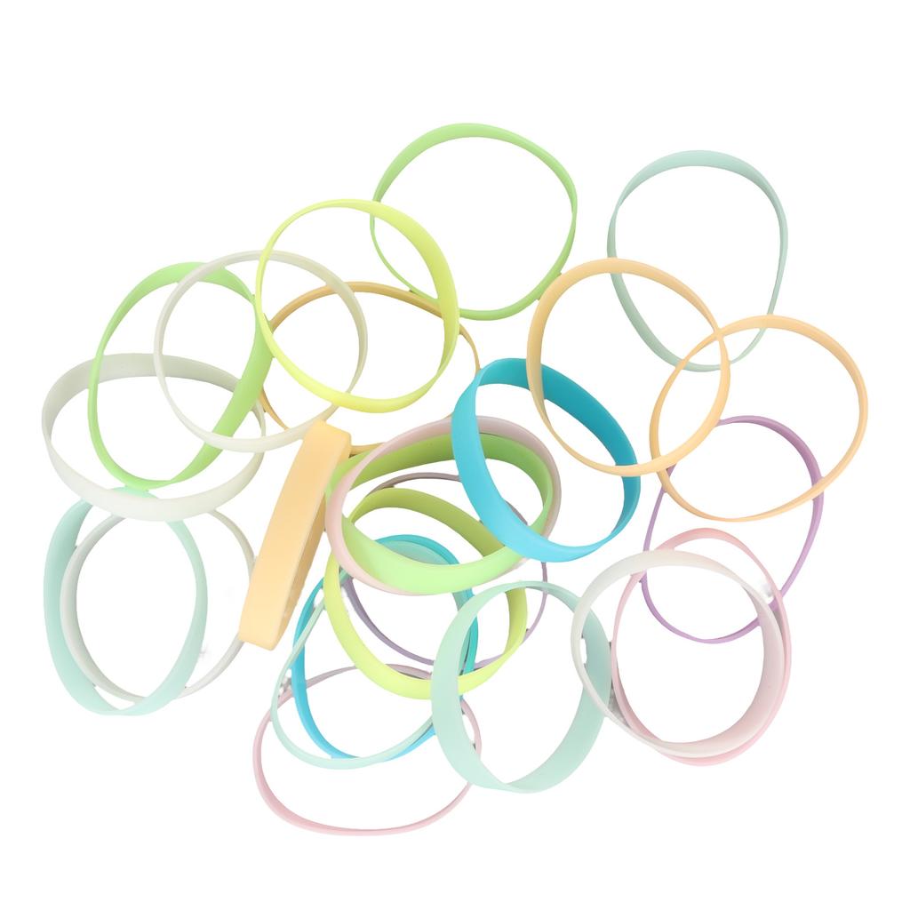 24PCS Silicone Bracelets Pure Color Waterproof Comfortable Stretch Luminous Wristbands for Children Adults