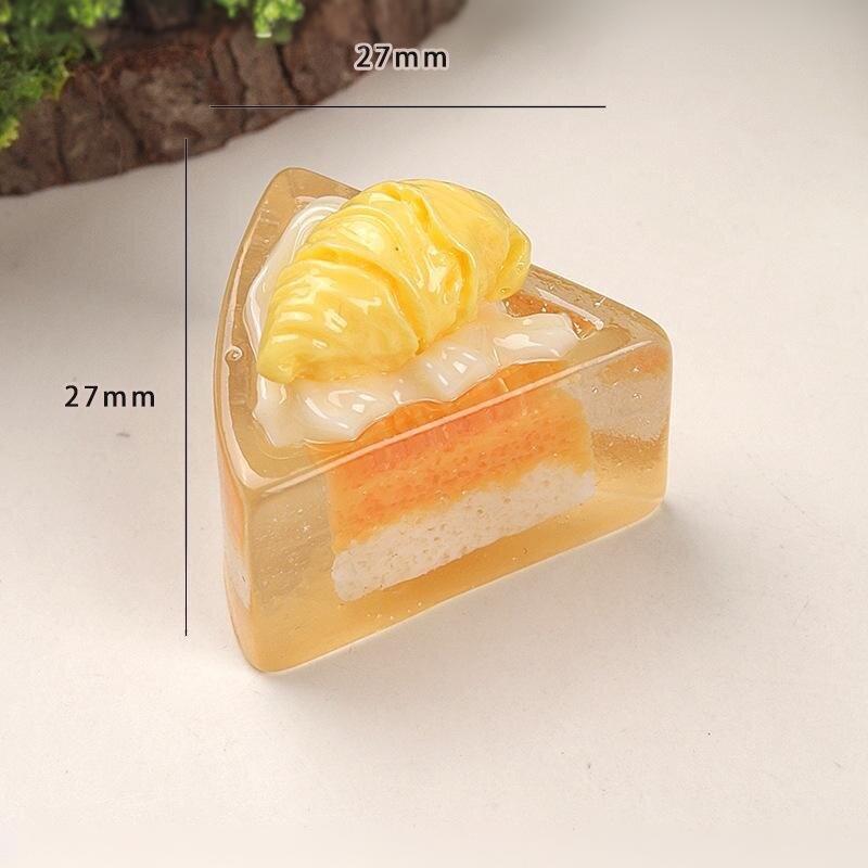5Pcs Sweet Triangle Transparency Fruits Cake Creative Resin Decor Cabochon Diy For Handmade Dollhouse Decor Ornament Gifts