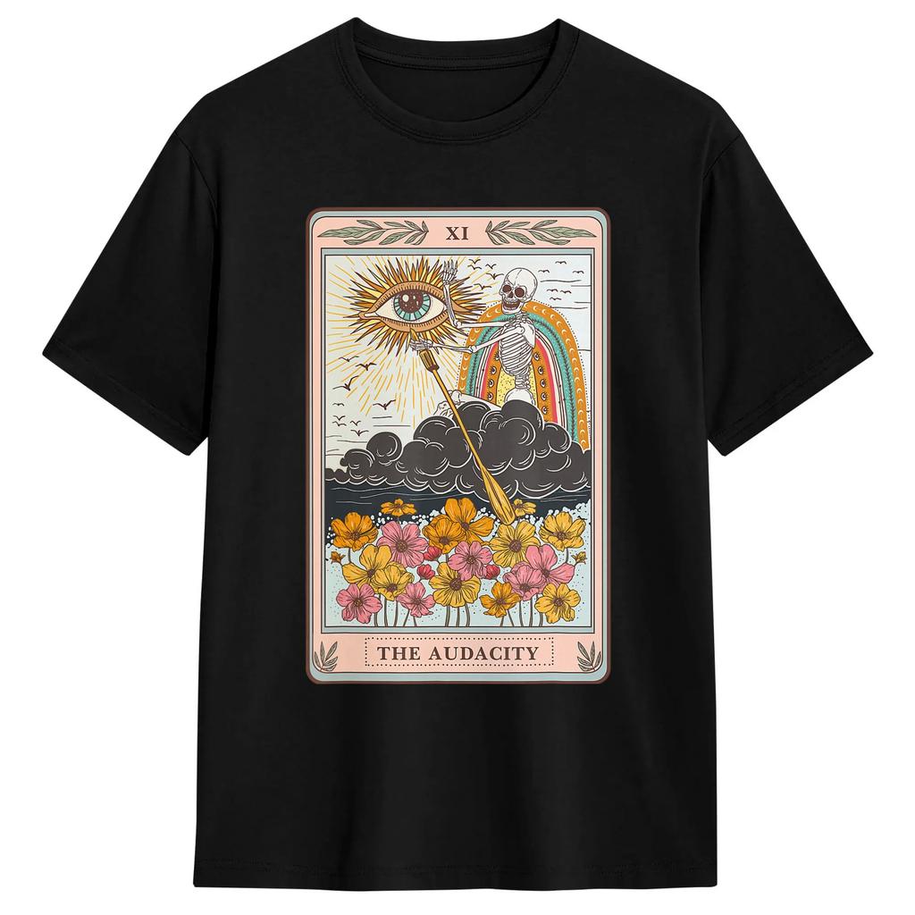 Unisex Tarot Card The Lovers Goth Skeleton Halloween Occult Tshirts Cotton Clothes Beach Y2k Funny Short Sleeve Tshirt O Neck Tee