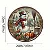 Vintage Tin Wall Sign Snowman Christmas Round Metal Decor 7.8 Inch Home Ornament
