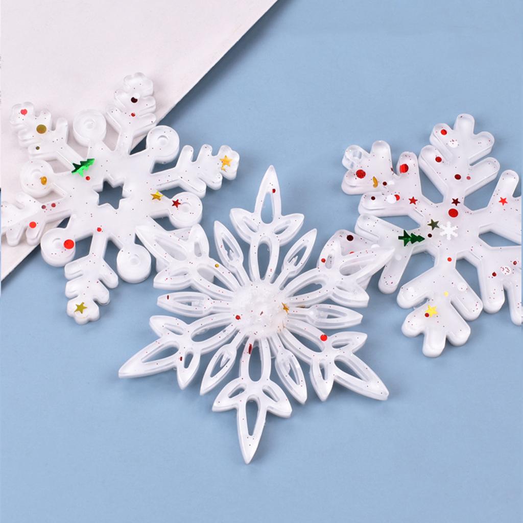 Diy Crystal Epoxy Mold Christmas Series Three-in-one Snowflakes Hanging Pendant Jewelry Silicone Mold for DIY Craft