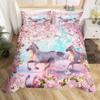 Comforter Horse Queen Size Wild Animals Bedding Set For Kids Girls Teens Dreamy Natural Flowers Plants Decor Comforter