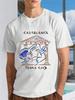 Unisex Letters And Cartoon Print Crew-Neck Short-Sleeved T-Shirt