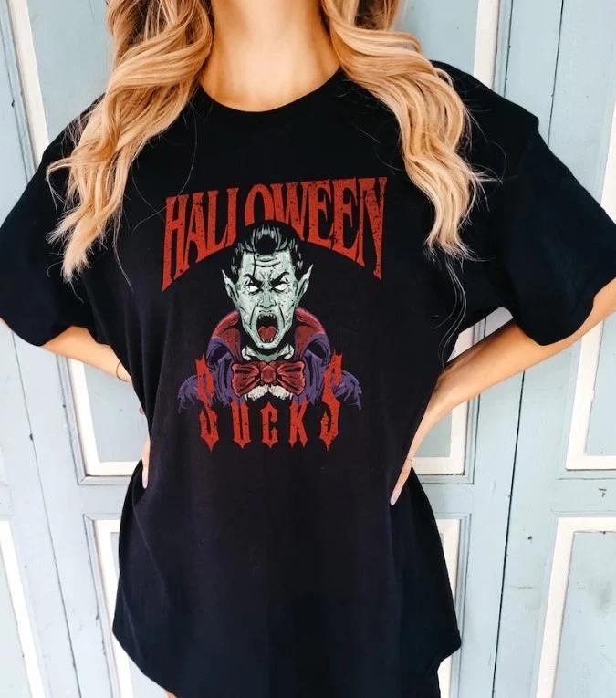 Halloween Sucks T-Shirt: Vintage Vampire Movie Poster, Distressed Print 4XL