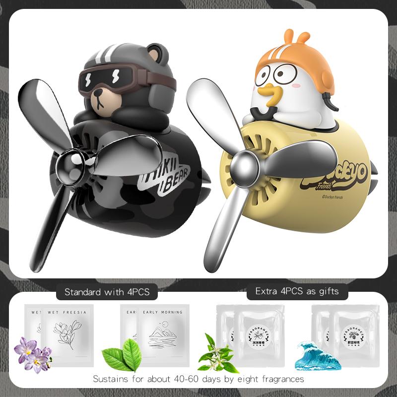 Pilot bear car ornaments vent clip decorations accessories interior rotating plane air fresheners perfume diffuser dashboard men