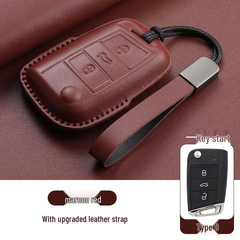 Volkswagen Schlüsselhüllen - Echtes Leder für Teramont, Tiguan L, Tayron, Sagitar, Tharu, Bora, Passat, Magotan und CC Modelle.