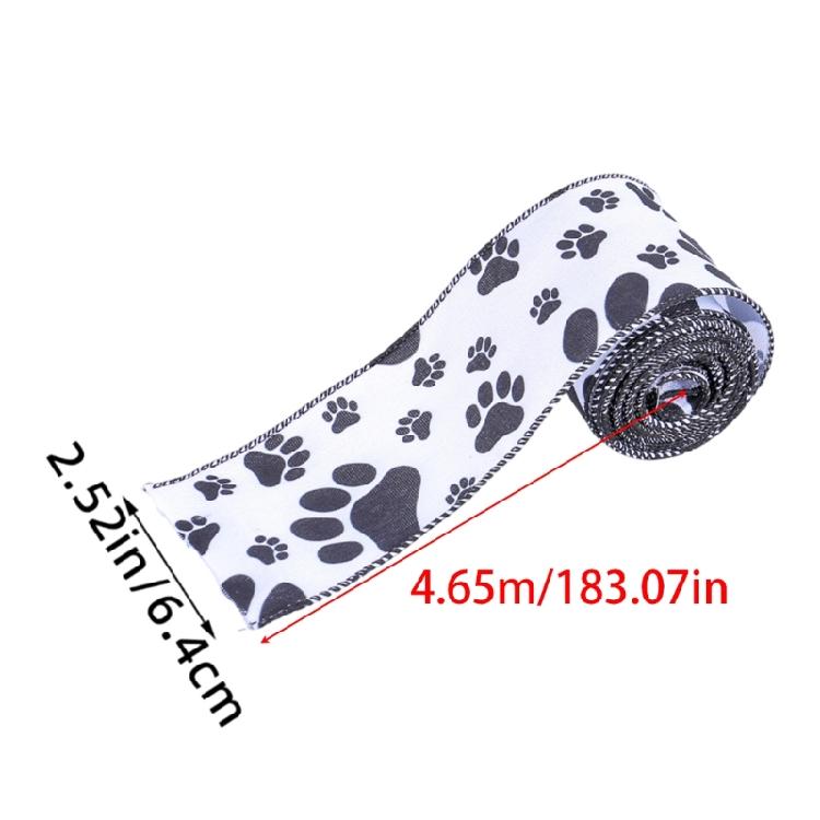 2.5inch Paw Print Wire Ribbon,Dog Ribbon,Polkas Dots Ribbon Wire Edged Ribbon
