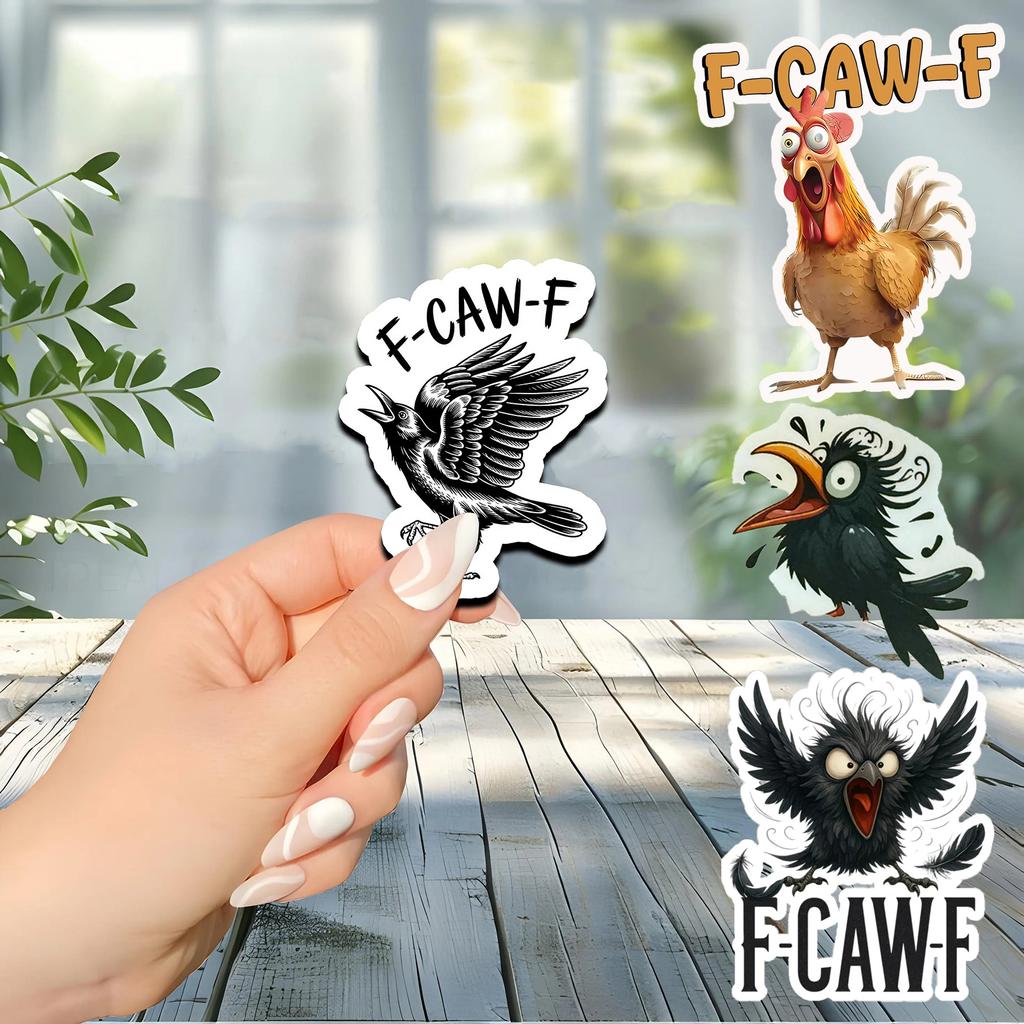Funny Screaming Chicken Sticker, F Caw F Meme Sticker, Funny Chicken Humor Decal, Sticker, Waterproof Sticker