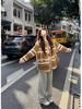 Women’s Korean Retro Striped Hooded Faux Lambswool Coat - Winter Loose Fit Cardigan with Long Sleeves