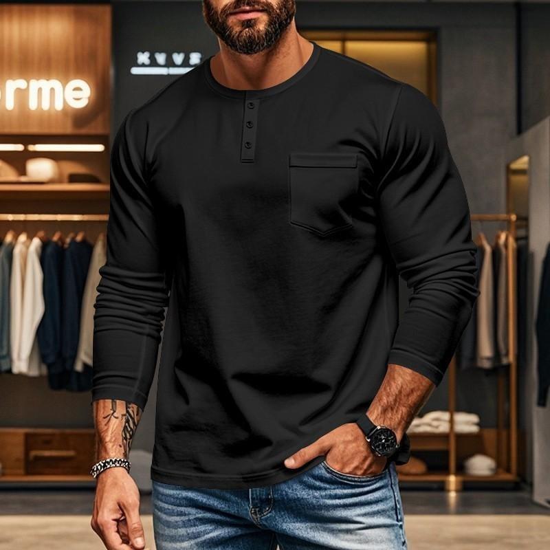 Men's Autumn and Winter Crew Neck Long Sleeve T-Shirt Slim Fit Breathable Pullover Casual Long Sleeve Bottom Shirt Top