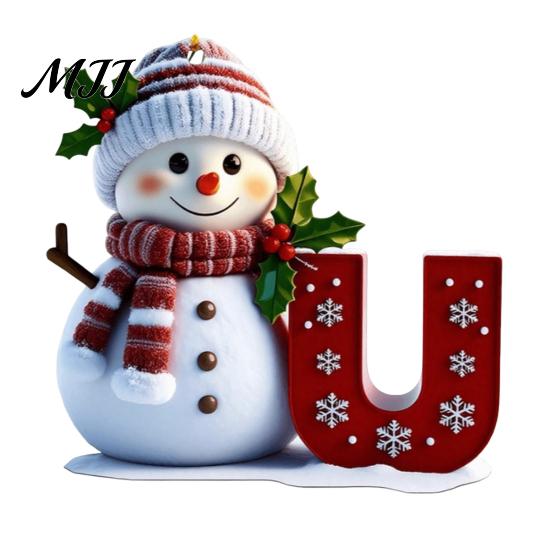 Reusable Christmas Tree Hanging Ornaments 2D Snowman Ornaments, Personalized Letter for Tree, Initial Ornament, Ornament DIY Xmas Decor 2026 Memorial