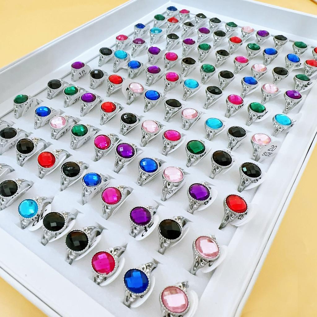 10Pcs Colorful acrylic accessory women's ring mixed style versatile index finger ring jewelry