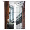 New York Cityscape Of Manhattan Downtown And Dumbo Bridge Brooklyn River Sheer Curtains for Bedroom Window Voiles Tulle Curtain