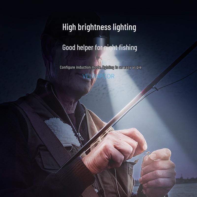 Mini USB Rechargeable Wearable Headlamp with Wave Induction for Night Fishing and Outdoor Patrols