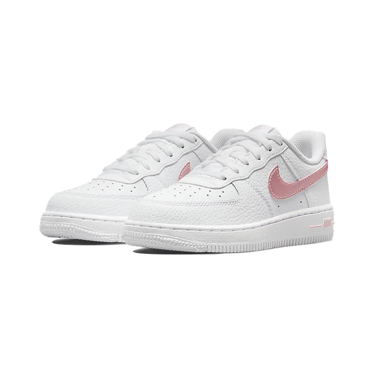 Nike Air Force 1 Slip Resistant Abrasion Resistant Low Top Skateboard Shoes White Pink Children Aged 3 7 Years Old CZ1685-104