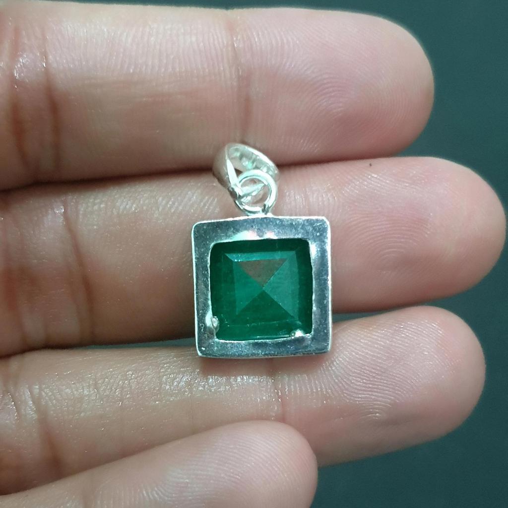 Natural Emerald Pendant, 925 Solid Sterling Silver Pendant, Emerald Rose Gold Fill, 22K Yellow Gold Fill Pendant