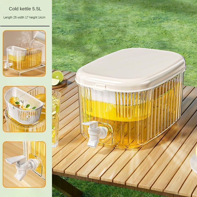 Cold Water Kettle with Faucet Large Capacity 5.5L Fridge Beverage Dispenser Home Plastic Juice Jug Water Dispenser Cold Kettle
