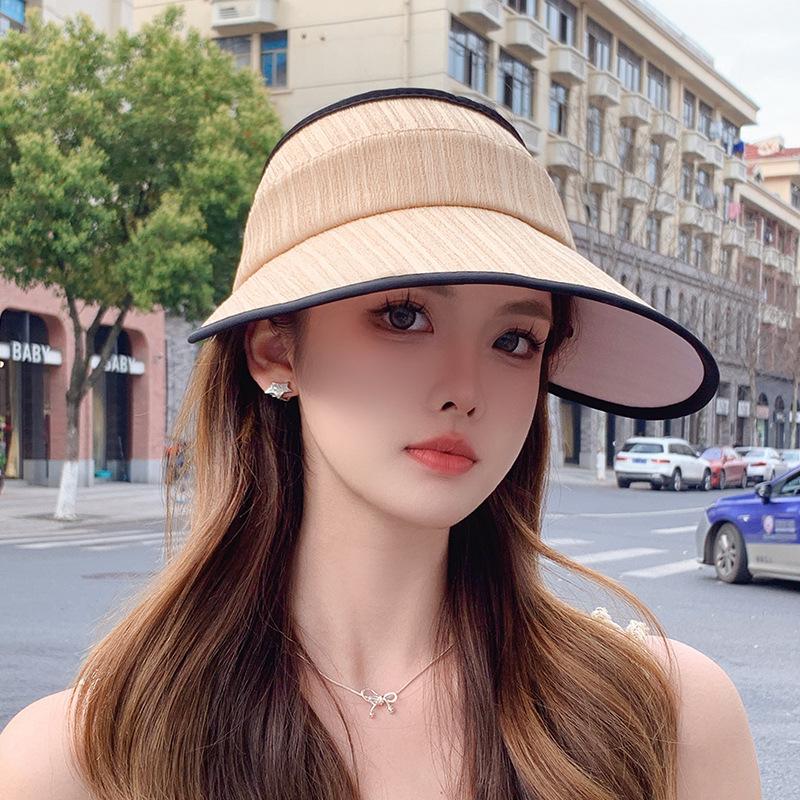 Hat Summer Women'S Sunscreen Hat Large Brim Empty Top Hat Alphabet Face Cover Sun Hat Outdoor Versatile Sun Hat