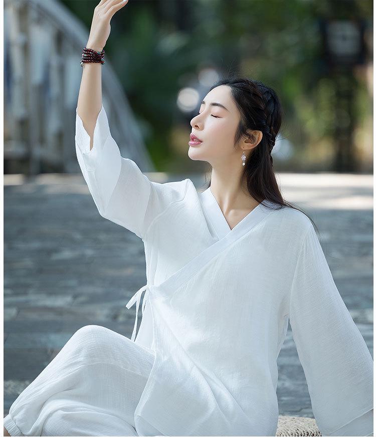 Women's Ethnic-Style Cotton Linen Zen Suit - Perfect for Tea Ceremony, Tai Chi, or Yoga