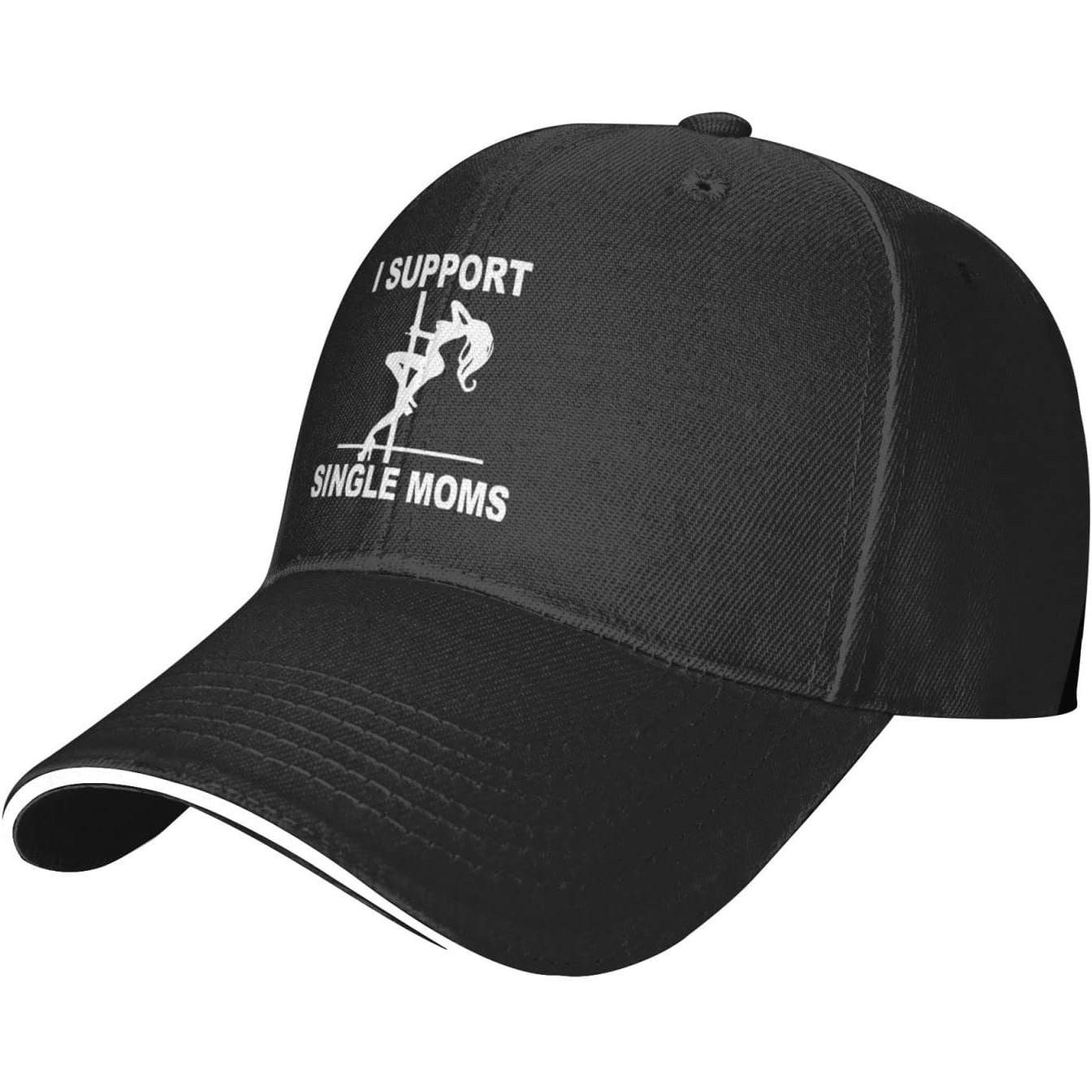 I Support Single Moms Pole Dancer Baseball Cap Polyester Casual Adjustable Sports Trucker Hat Adjustable чёрный