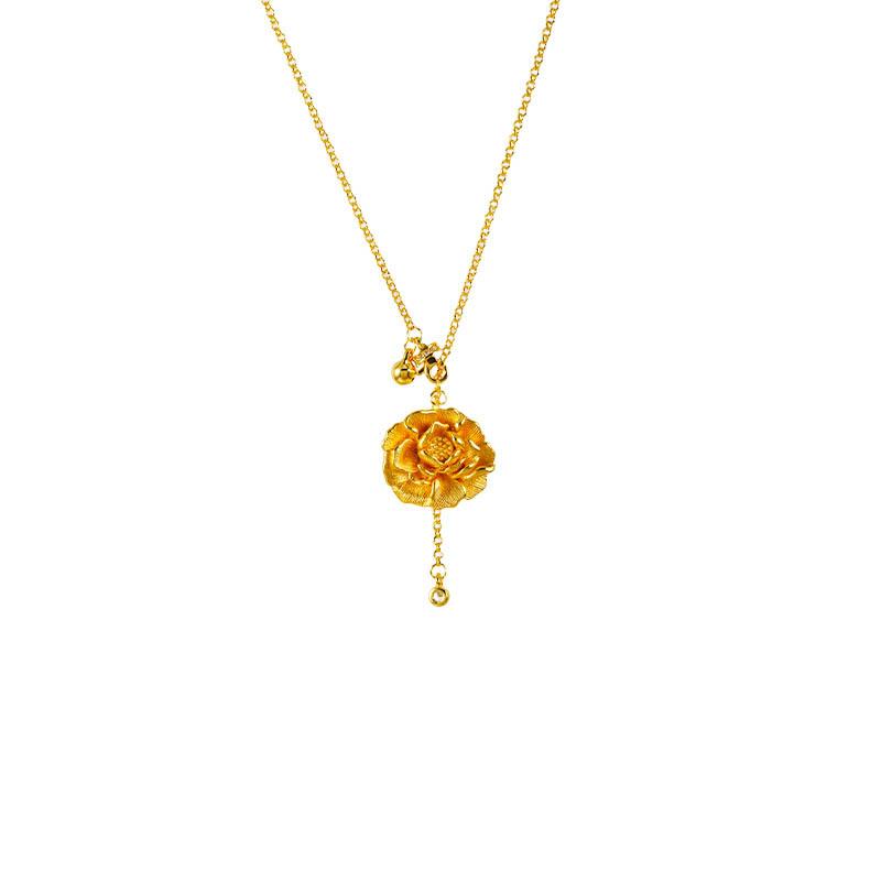 New Three-dimensional Flower Tassel Clavicle Chain Peony Flower Temperament Jewelry Necklace Pendant