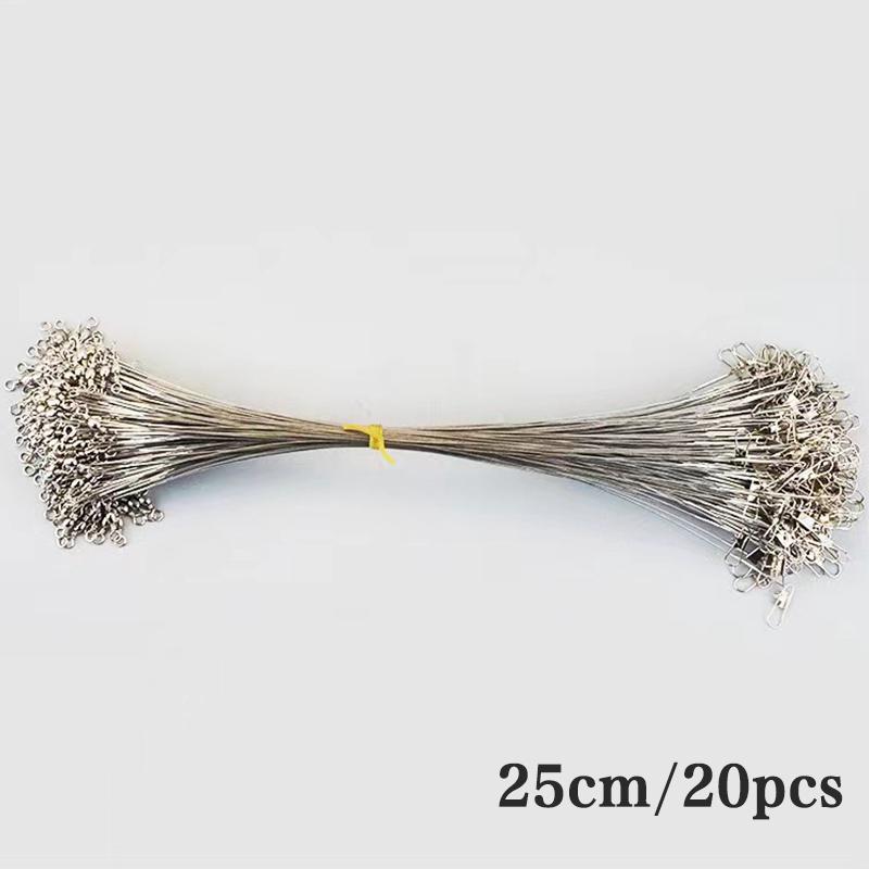 20 buc. Linie de pescuit din oțel anti mușcătură Lider din sârmă de oțel cu accesoriu de pescuit pivotant, miez de plumb, sârmă de pescuit, 15-30 cm.