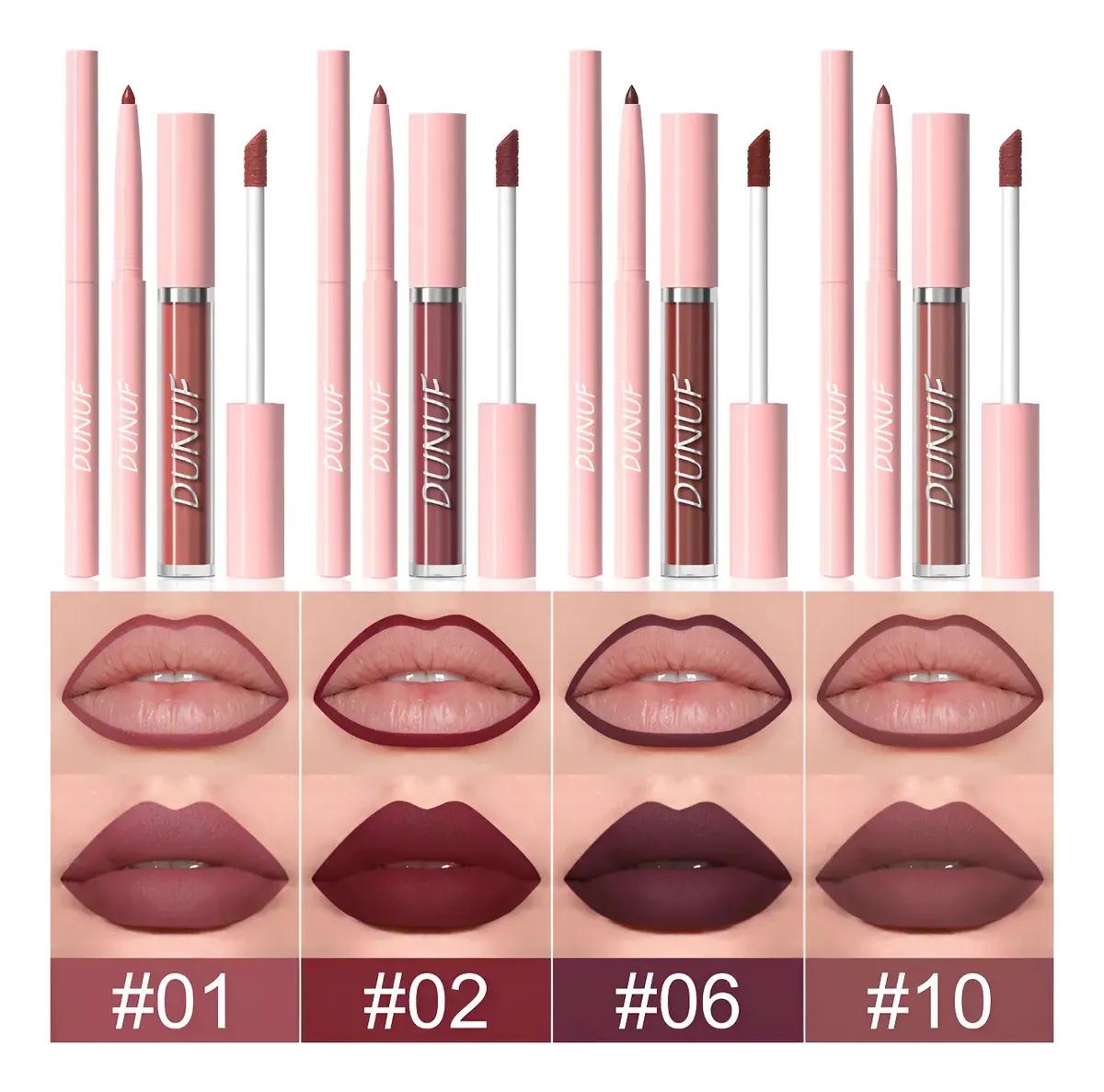 Dunuf Glosses Lip Gloss 4 Units Waterproof Set