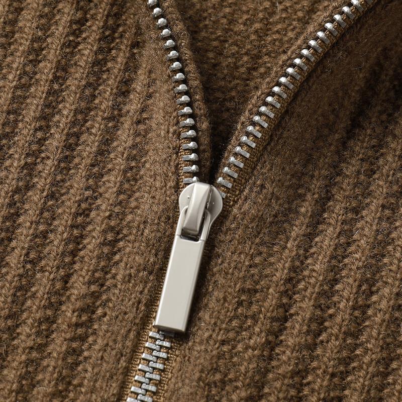 SNOWFLYING Women's 100% Merino Wool Half-Zip Hooded Ribbed Sweater