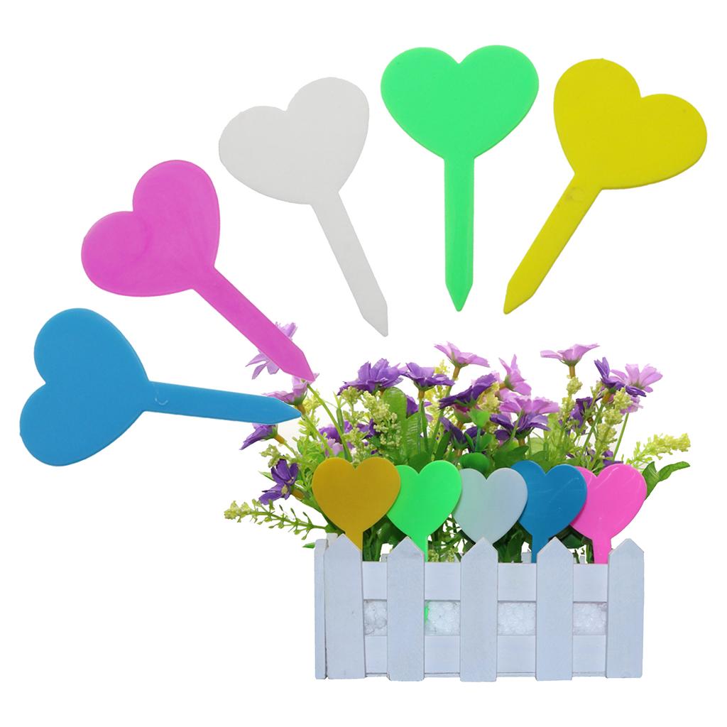 50pcs Heart Shaped Plant Labels Classification Marking Tool Plant Marker Identification Sign Flower Vegetable Color Labels