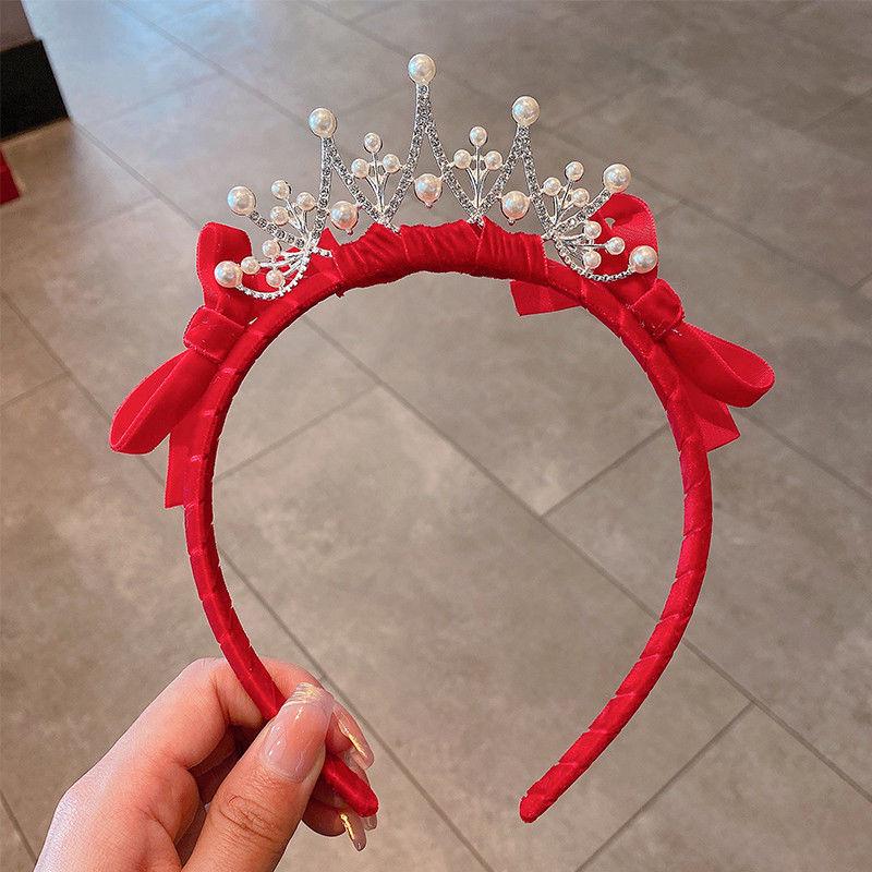 

Винтажная красная повязка на голову, бархатная повязка на голову, обруч для волос для девочек, рождественские и новогодние аксессуары для волос