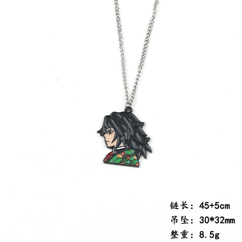 Cosplay Anime Accessory Kimetsu No Yaiba Pendant Necklace Tanjiro Kamado Spray Paint Oil Drop Alloy Charm Jewelry