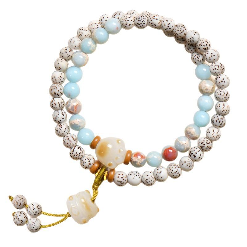 Star and Moon Bodhi Shoushan Stone Bracelet for Women, Fortune Cat Claw Bodhi Seed Bracelet, Birthday Gift for Girlfriend